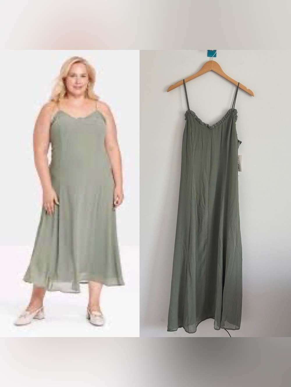 A New day Women’s Chiffon Maxi Dress in sage size XL NEW